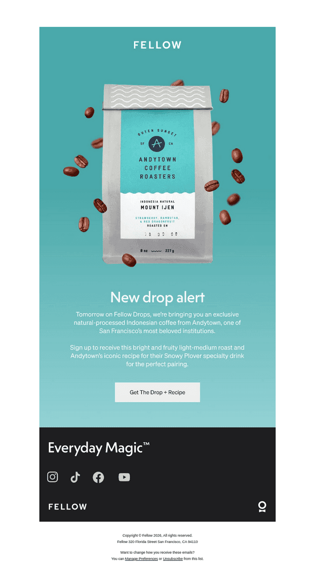 Fellow Drops: Andytown Coffee exclusive