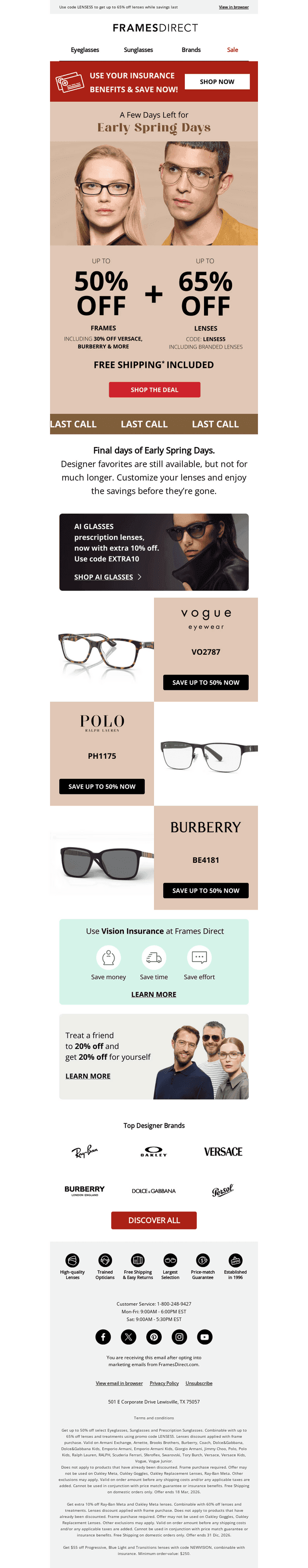 Final days to get up to 50% off frames