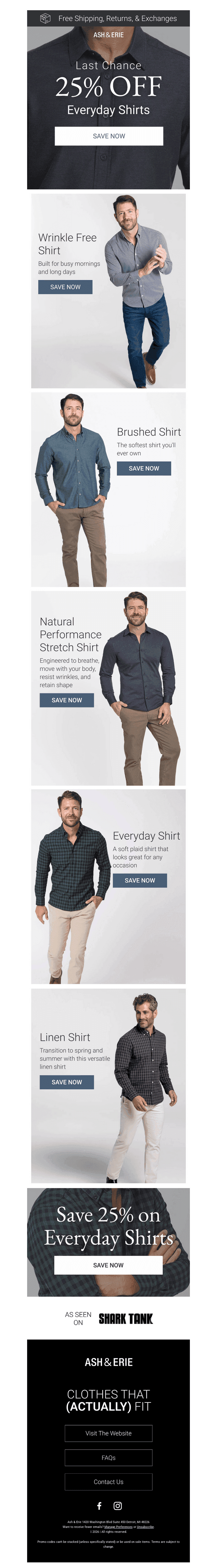 Last Chance: 25% Off Shirts