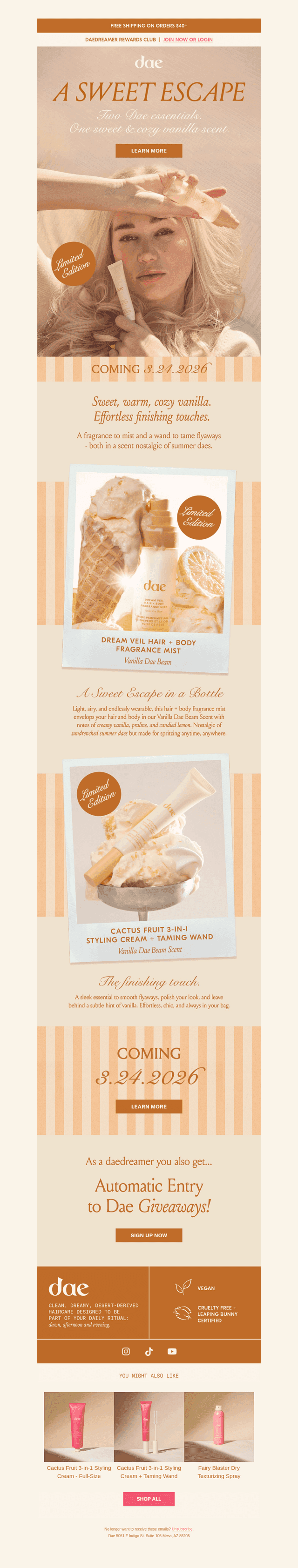 Coming 3.24... Vanilla Dae Beam🍦