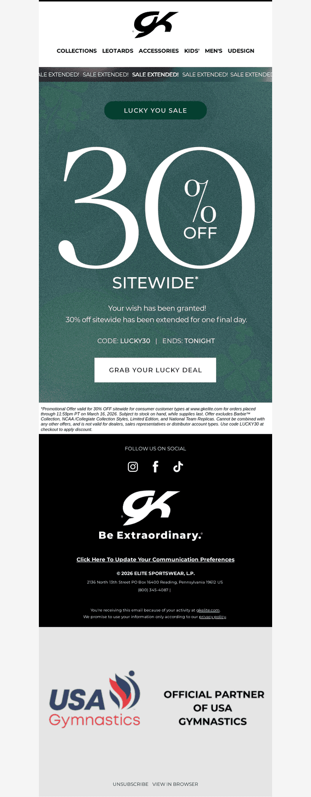 30% OFF EXTENDED! One More Lucky Day!