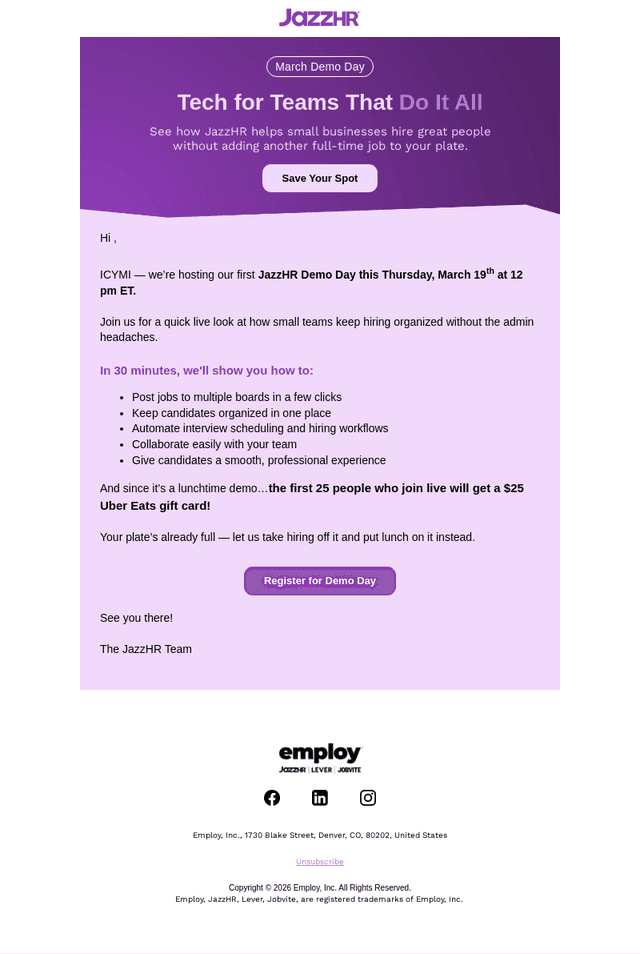 Employ email from Tue, Mar 17, 2026