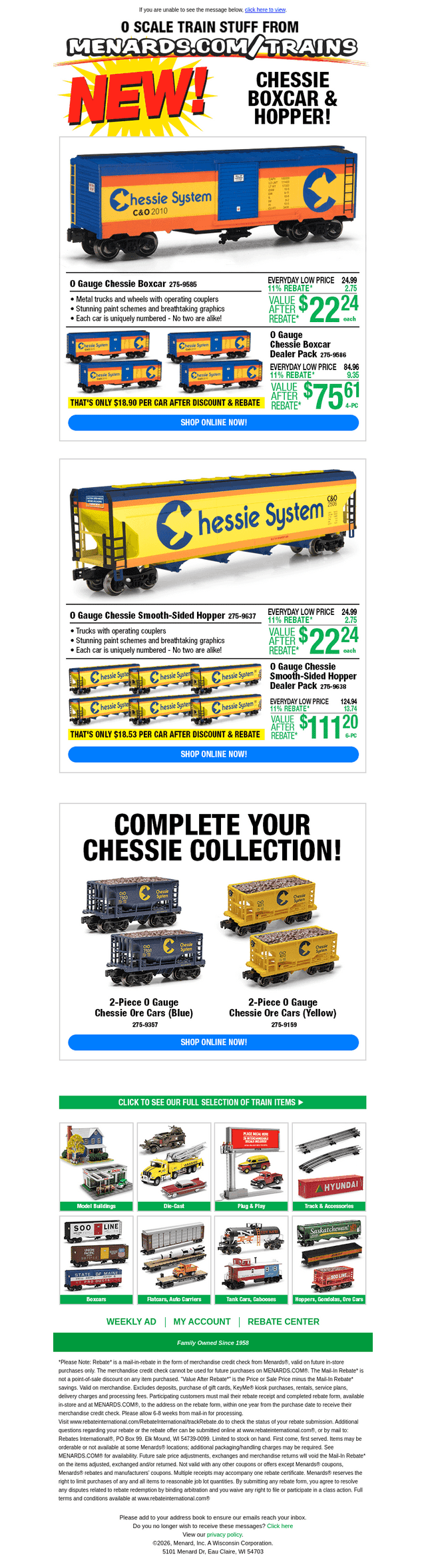 New! Chessie Boxcar and Hopper!