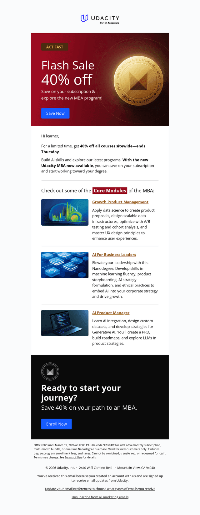 Udacity email from Tue, Mar 17, 2026