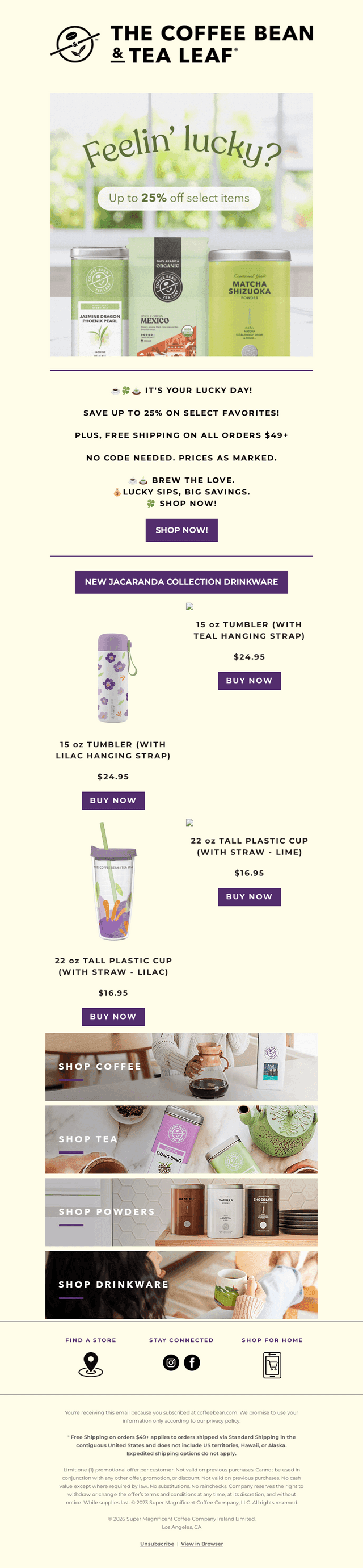 The Coffee Bean & Tea Leaf email from Tue, Mar 17, 2026