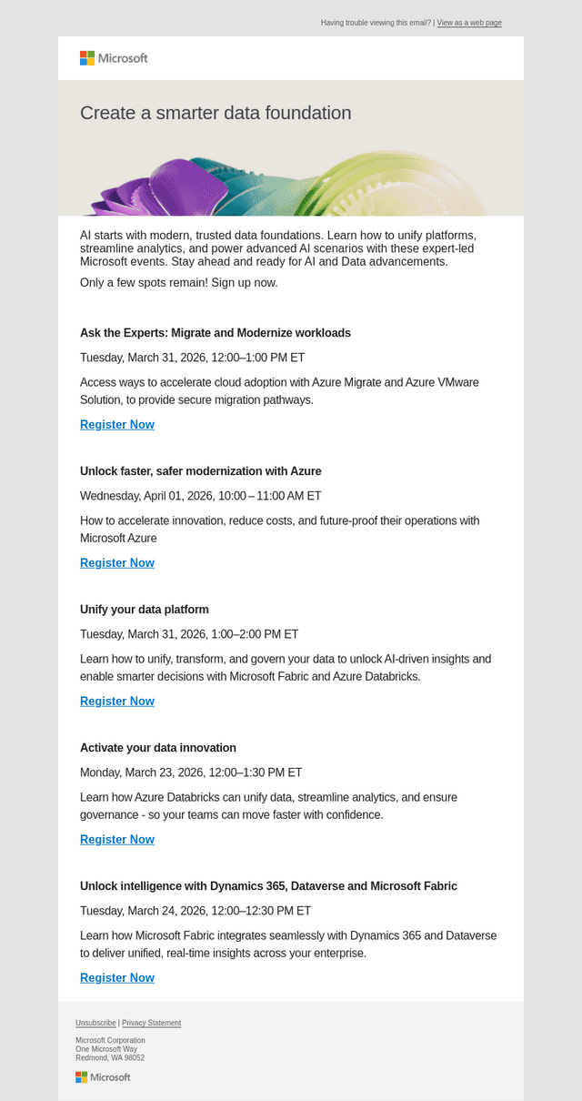 Microsoft email from Wed, Mar 18, 2026