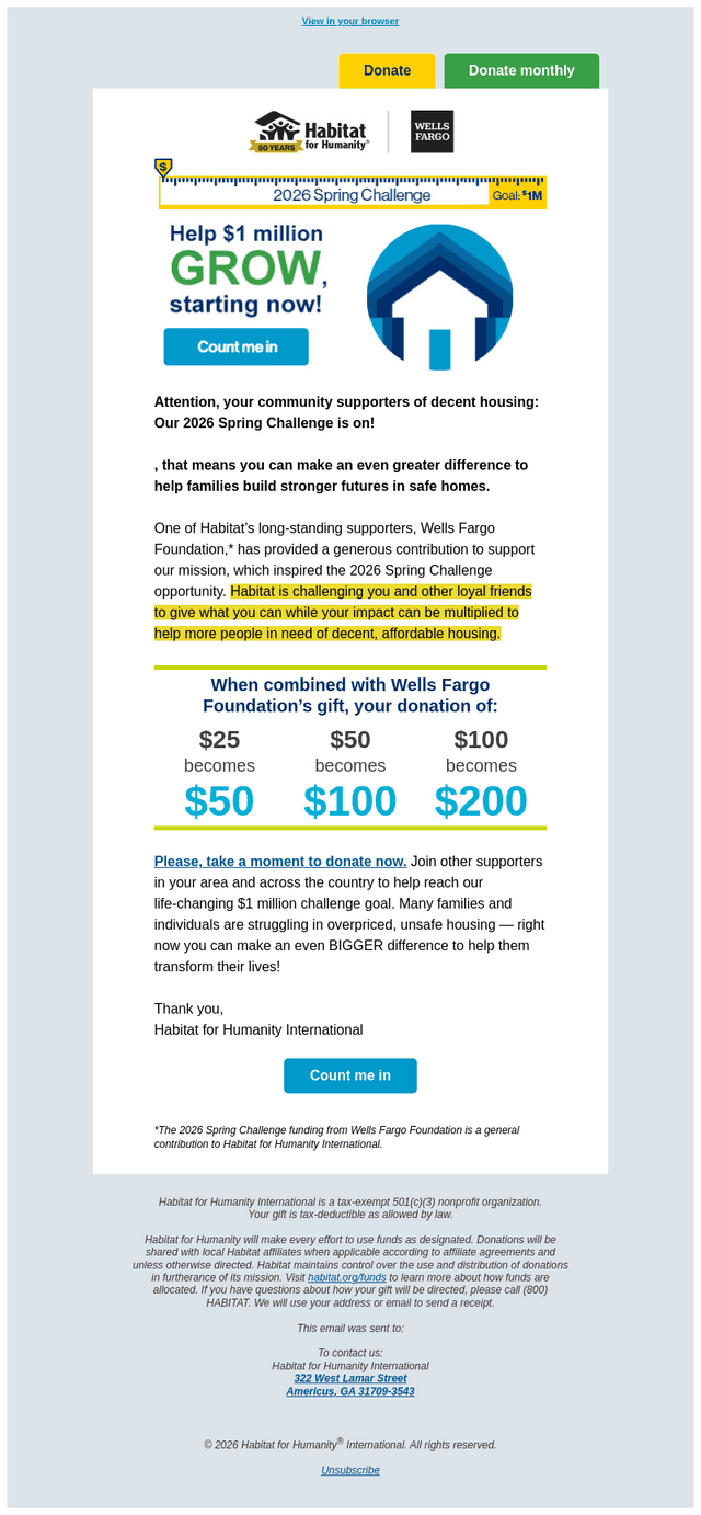 Habitat email from Wed, Mar 18, 2026