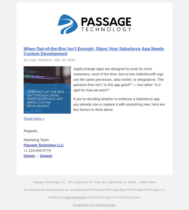 Passage Technology email from Wed, Mar 18, 2026
