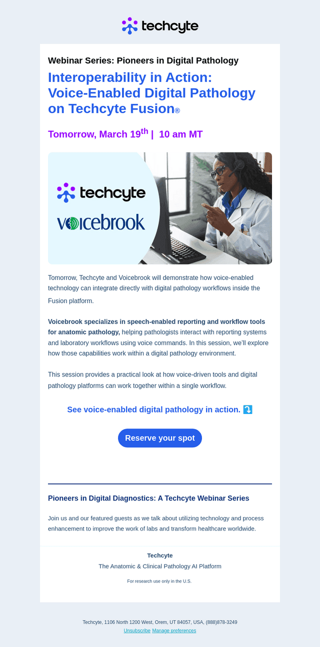 Friend, join us tomorrow 👉 voice-enabled pathology workflows with Voicebrook