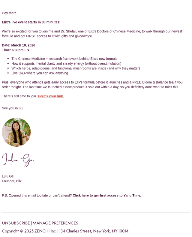 Join us in 30 minutes 💚
