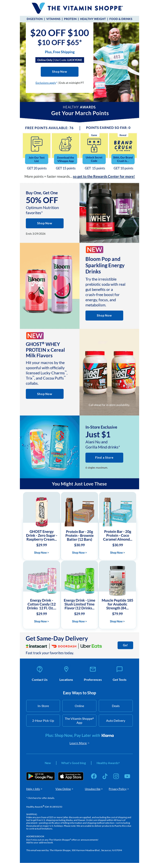 Coupon code LUCKYONE = Up to $20 off