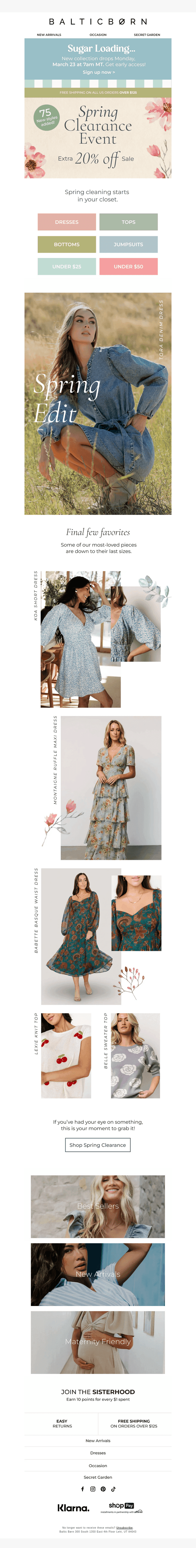 Spring Clearance Sale: Extra 20% Off