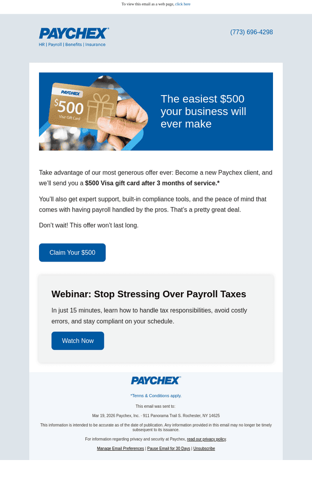 Switch to Paychex. Pocket $500.