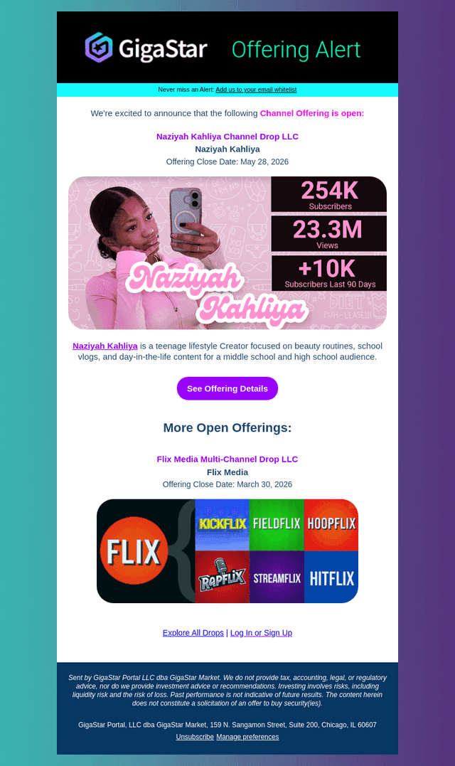GigaStar email from Thu, Mar 19, 2026