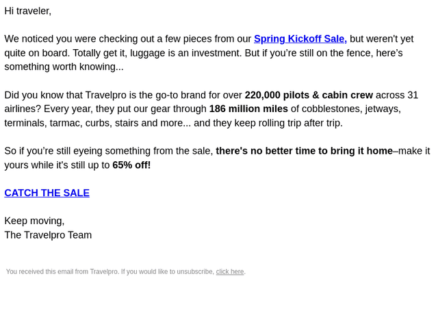 Travelpro Products email from Fri, Mar 20, 2026
