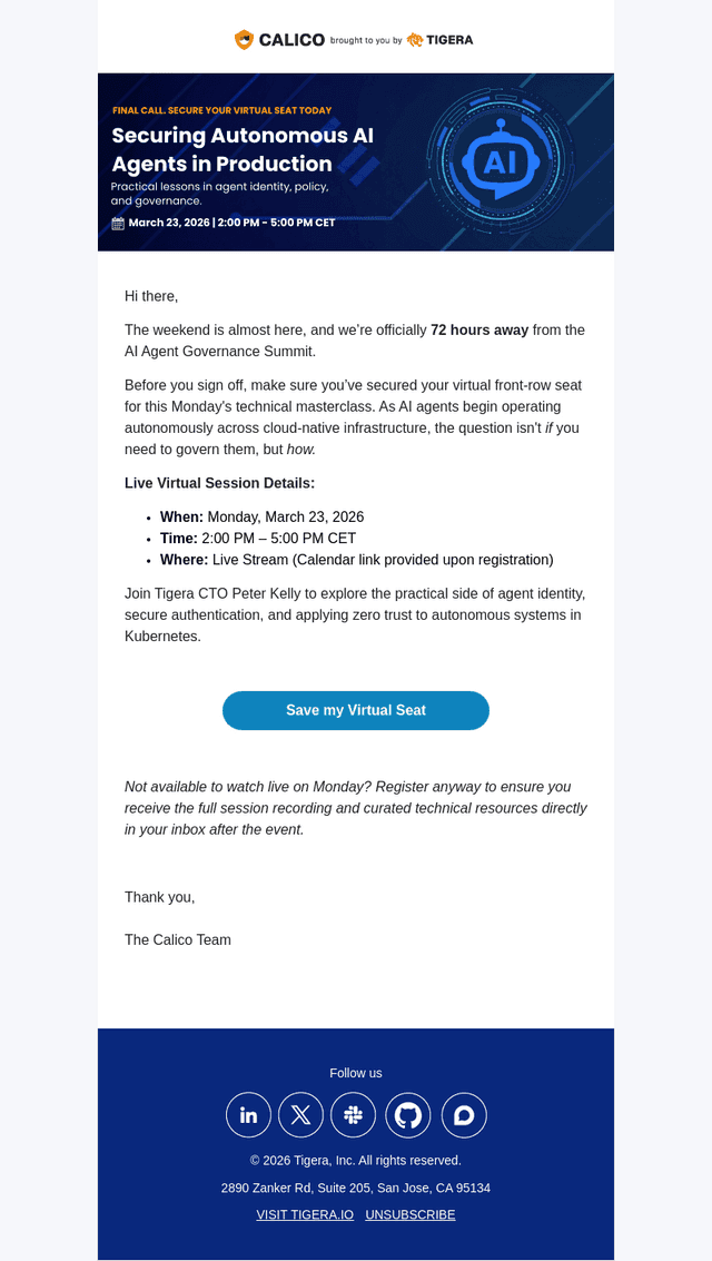[Final Call] Join us Monday: AI Agent Governance Summit (Virtual)