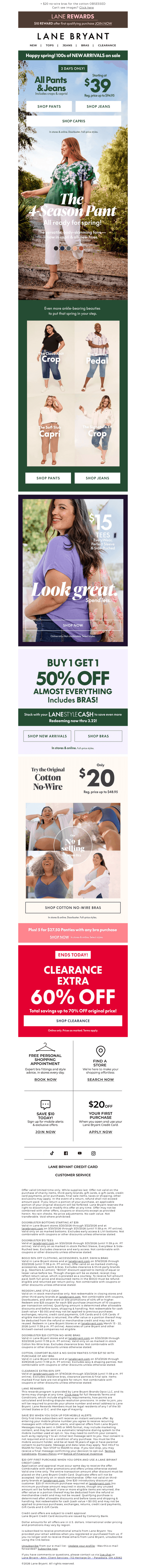 SPRING IS ON! $39 capris + 60% OFF clearance