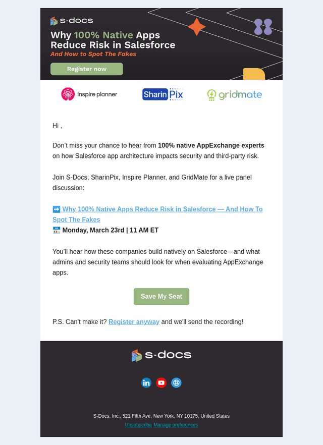 S-Docs Inc. email from Fri, Mar 20, 2026
