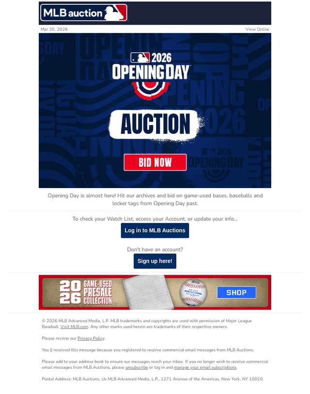 MLB email from Fri, Mar 20, 2026