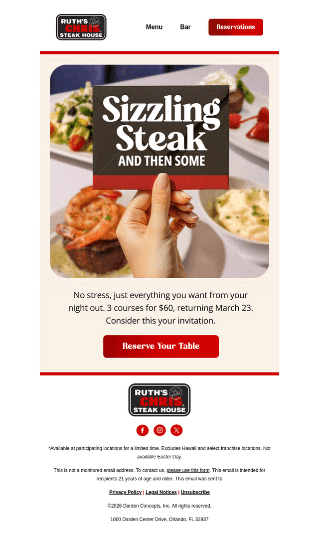 Ruth's Chris email from Fri, Mar 20, 2026