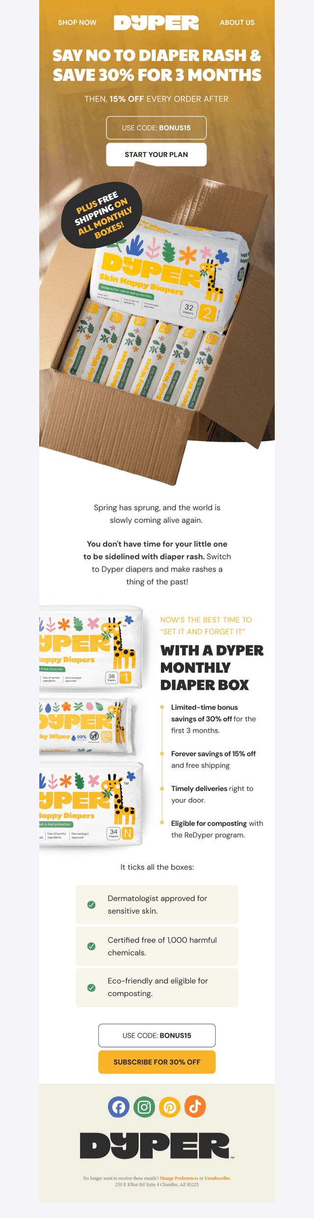 The Dyper Spring Subscription sale: 30% off