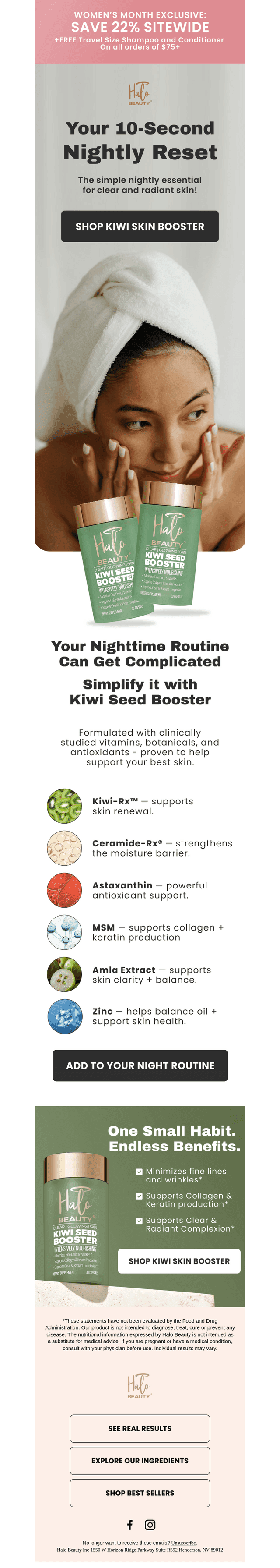 Your 10-second nighttime routine for better skin 🥝