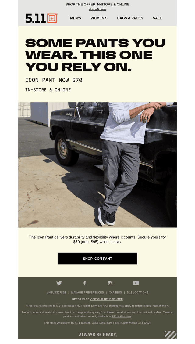 💥 $70 Icon Pant | Durable. Flexible. Versatile