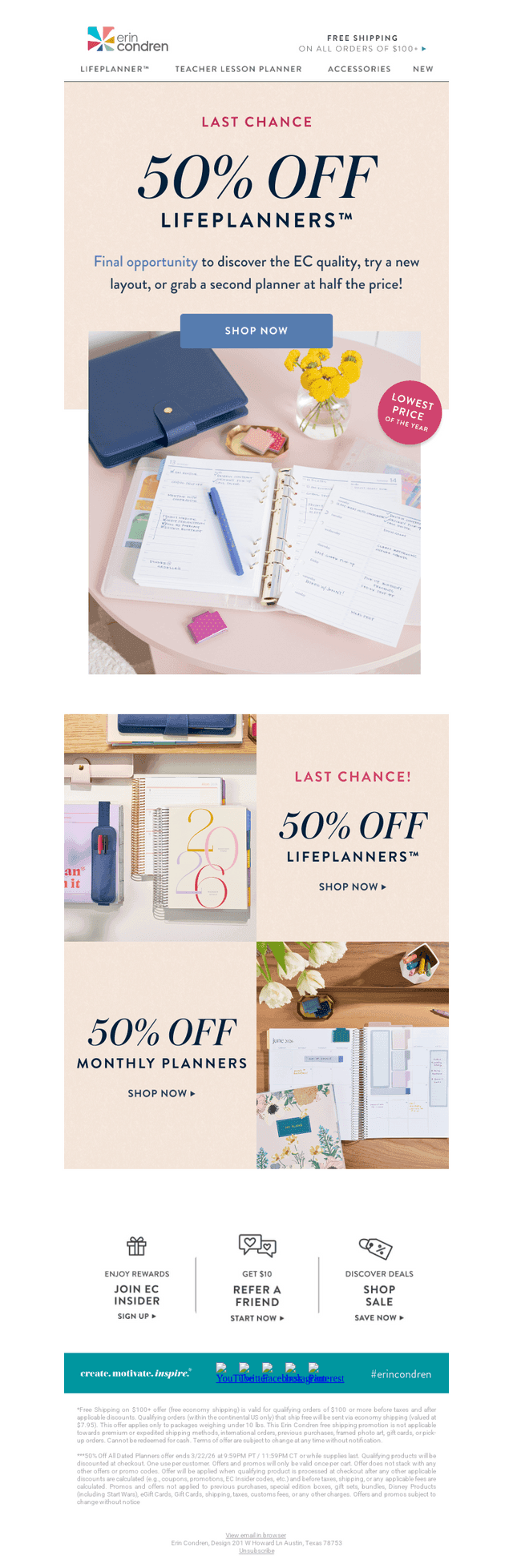 Final Call for LifePlanners—50% Off