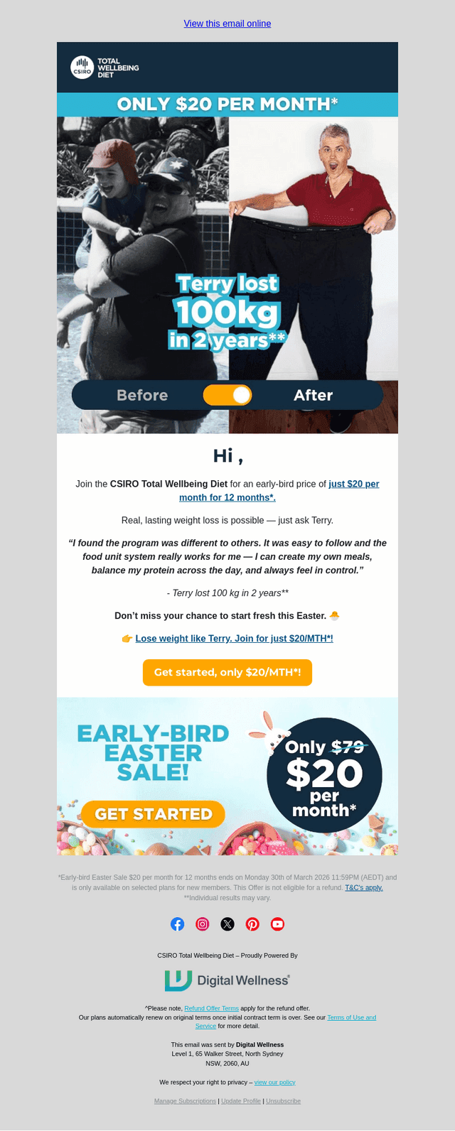 Total Wellbeing Diet email from Sun, Mar 22, 2026