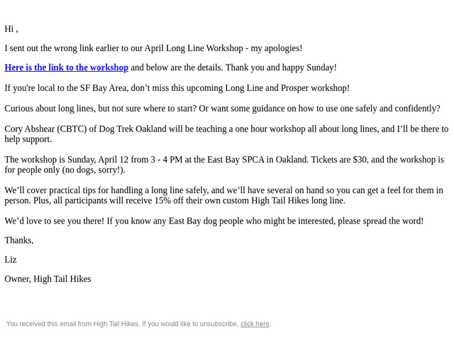 UPDATED link to Long Line Workshop :)