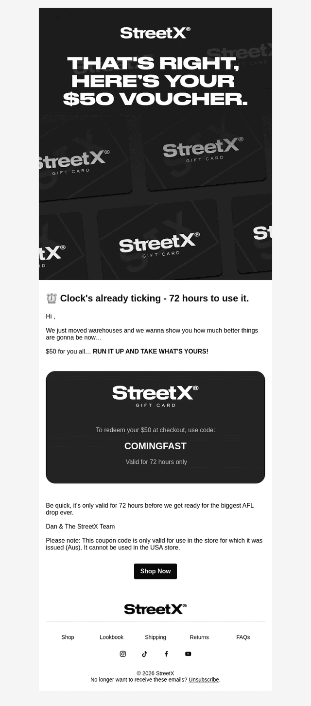 StreetX email from Mon, Mar 23, 2026