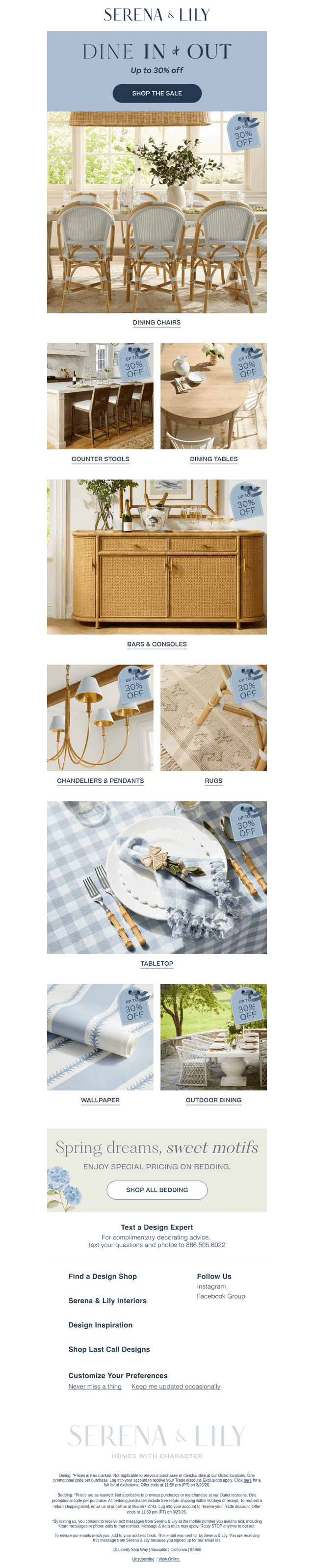 Up to 30% off all dining.