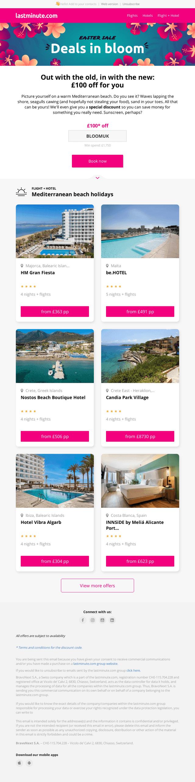 Get £100 off Mediterranean beach escapes