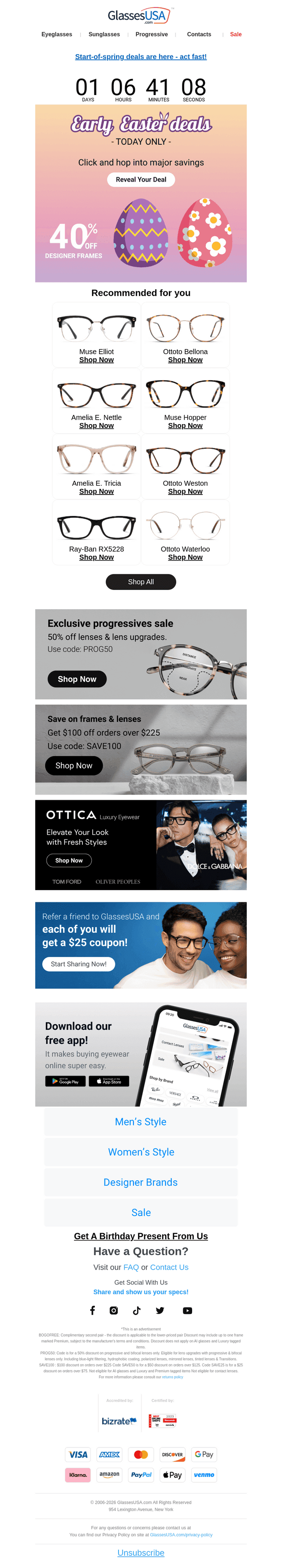 Glasses USA email from Wed, Mar 25, 2026