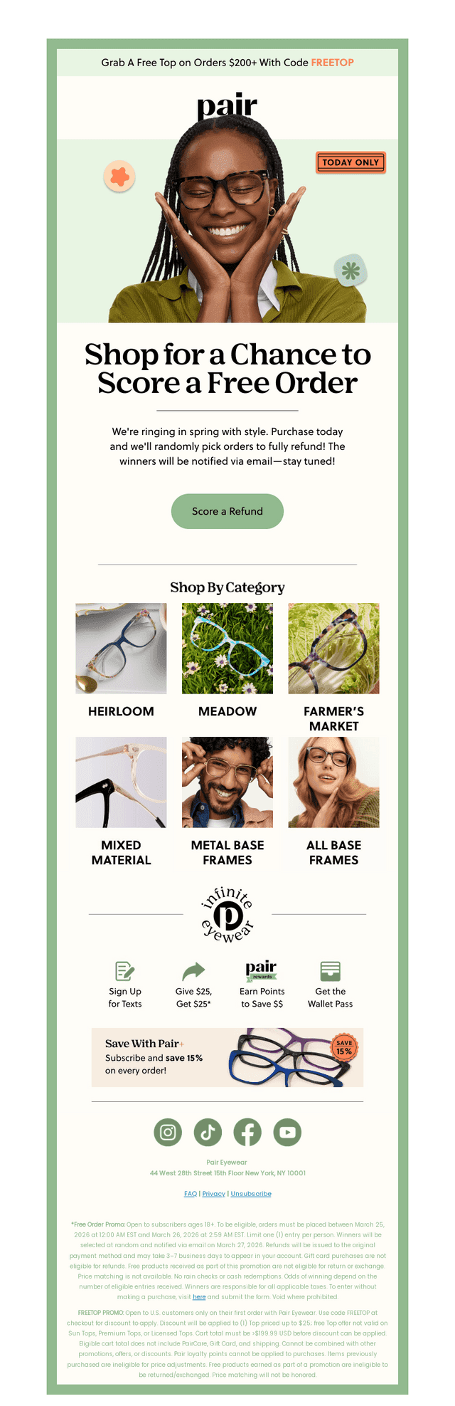 Pair Eyewear email from Wed, Mar 25, 2026