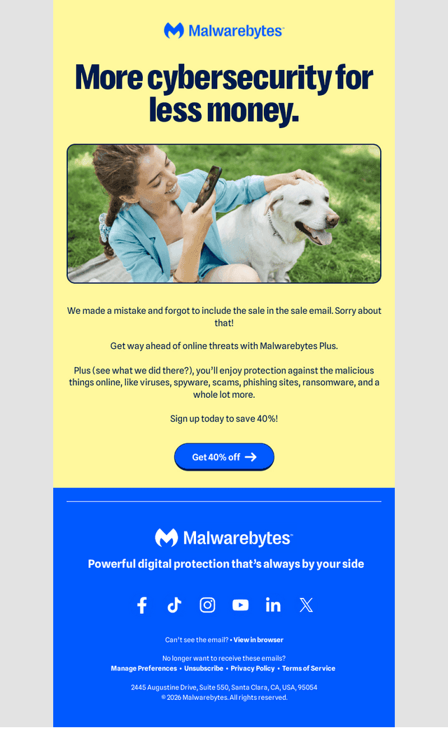 Malwarebytes email from Thu, Mar 26, 2026