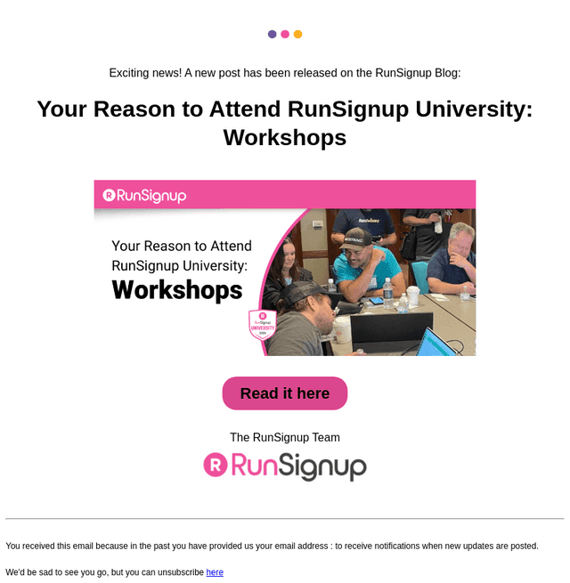 RunSignUp email from Thu, Mar 26, 2026