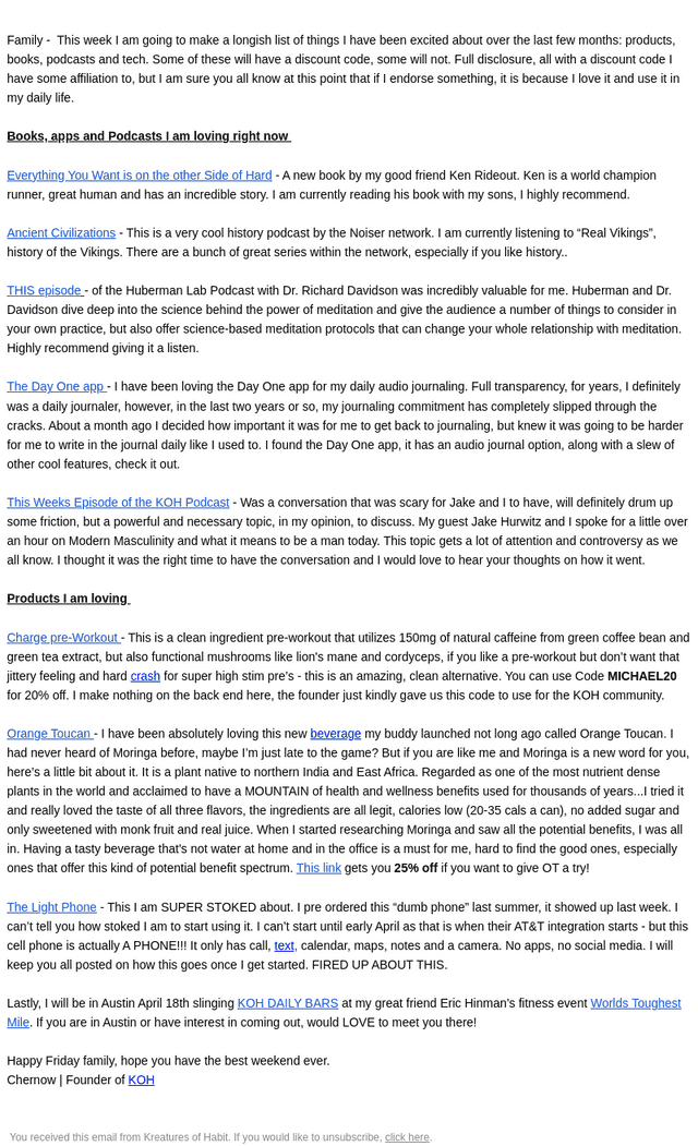 Kreatures of Habit email from Fri, Mar 27, 2026
