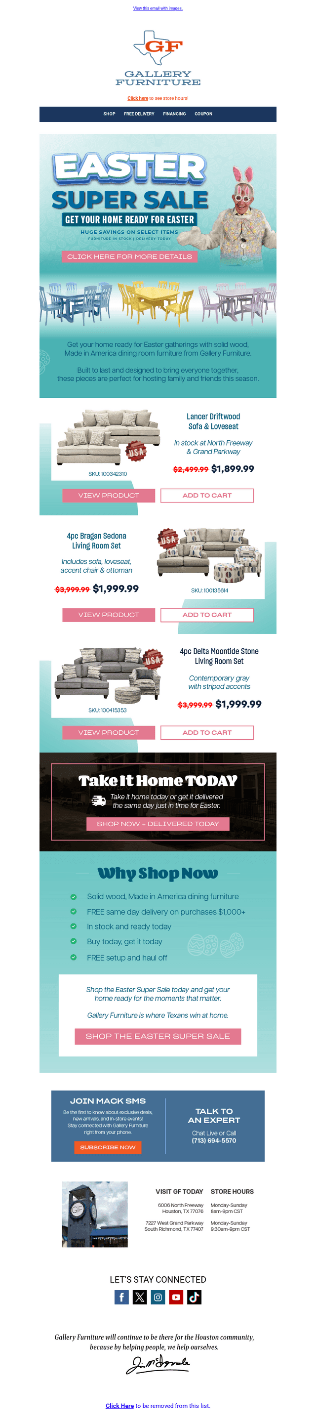 Gallery Furniture email from Fri, Mar 27, 2026