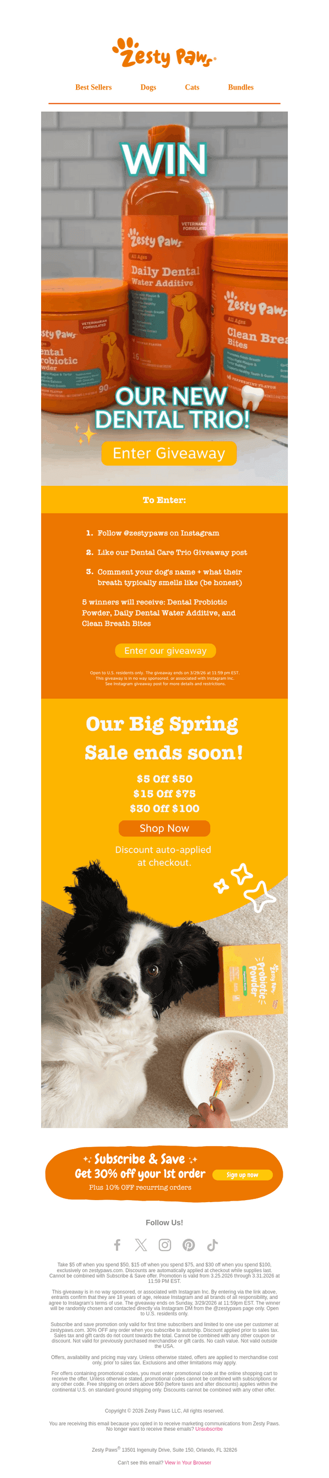 Zesty Paws email from Sat, Mar 28, 2026