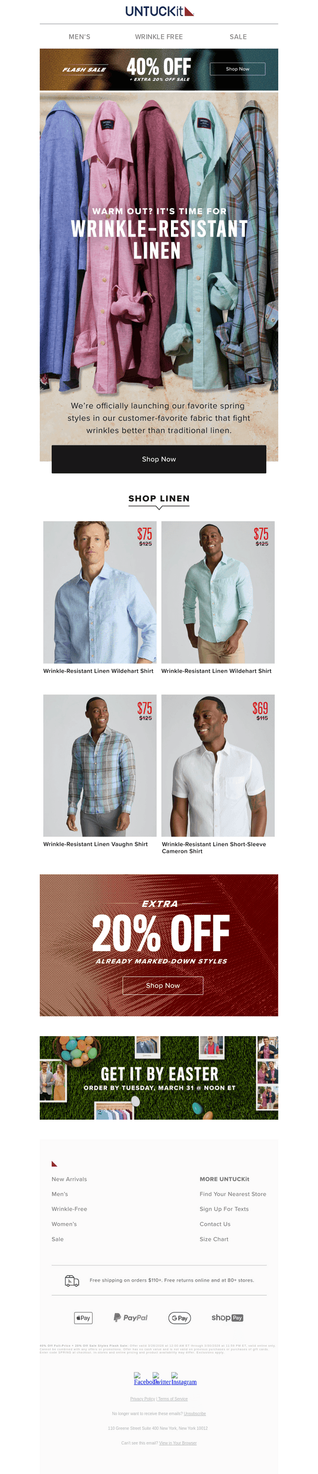 40% Off Sitewide—Including NEW Wrinkle-Resistant Linen