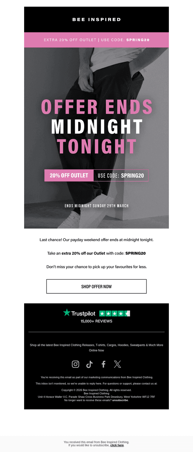 🚨 20% Off Outlet - Ends Tonight 🚨
