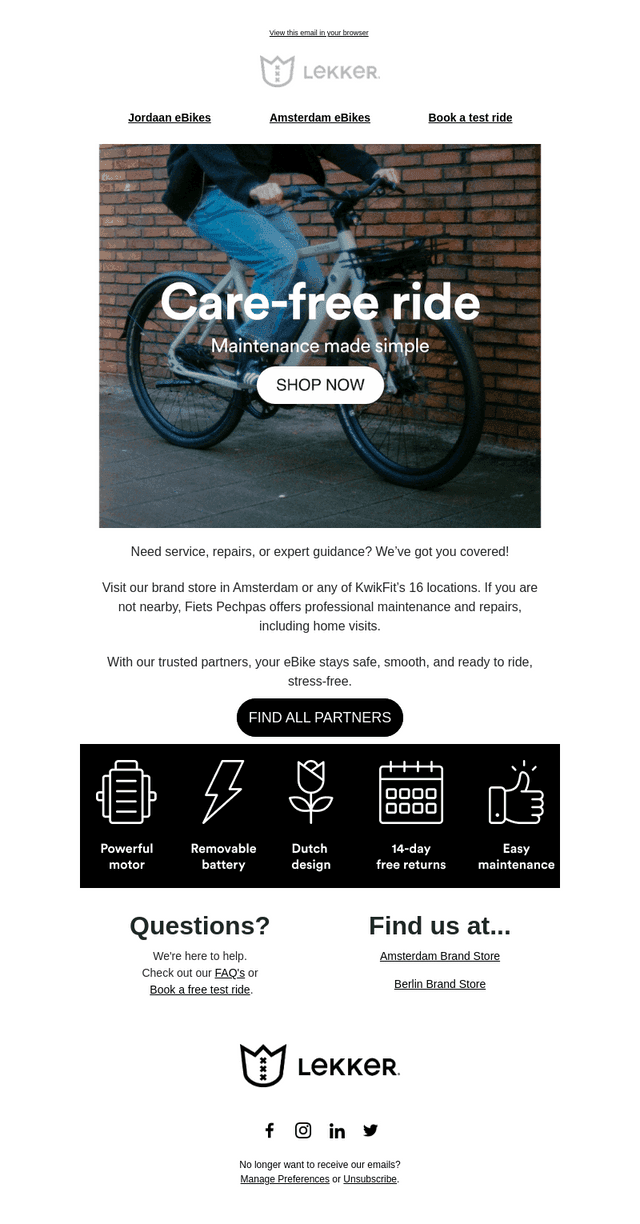 Care-free eBike rides
