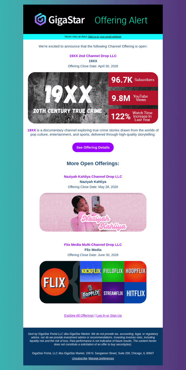 GigaStar email from Mon, Mar 30, 2026