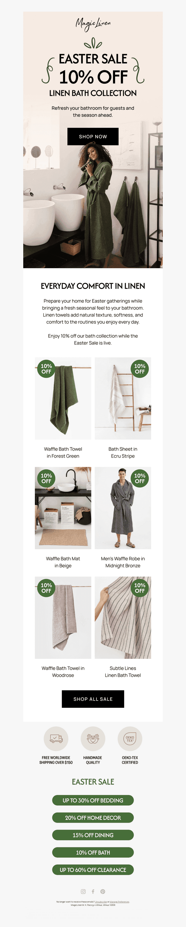 Easter Sale: 10% Off Bath Linen