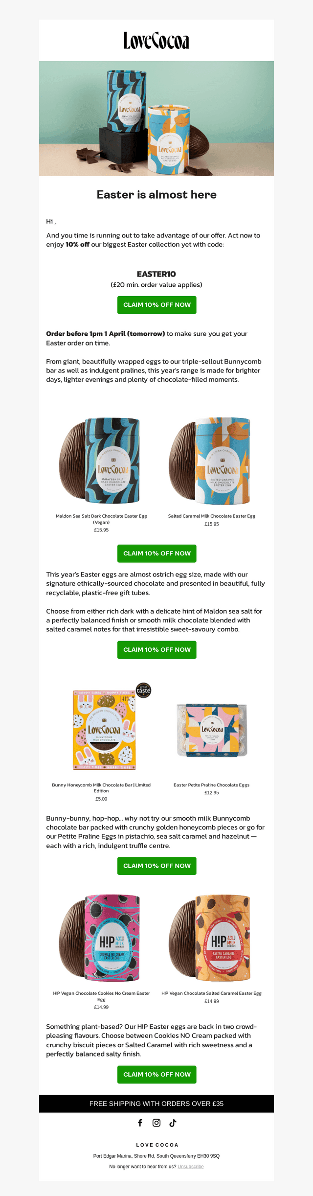 Love Cocoa email from Tue, Mar 31, 2026