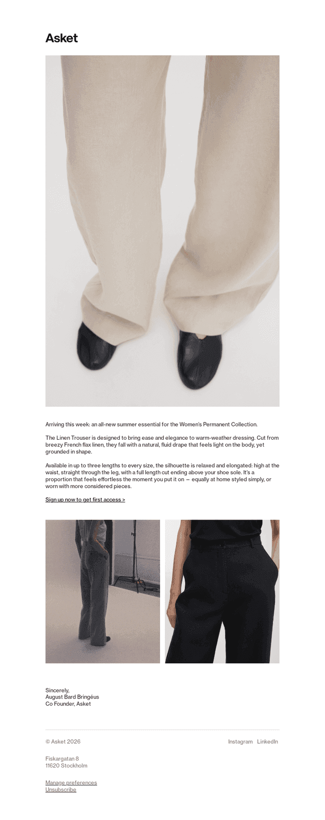 This week: The Women’s Linen Trouser
