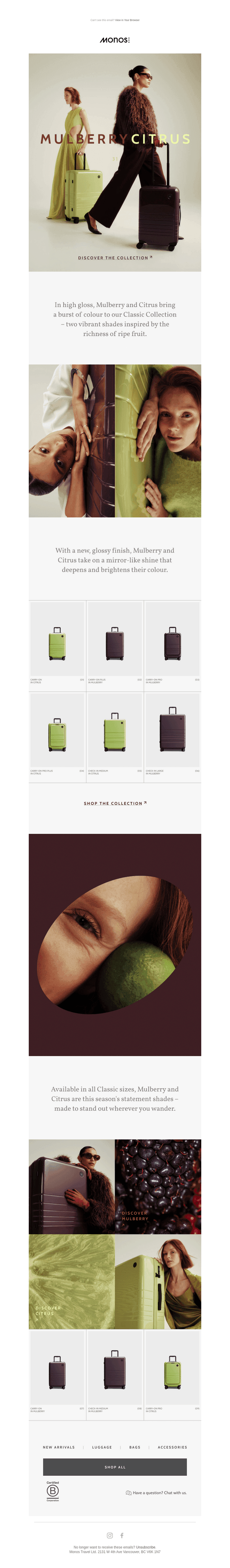 NEW ARRIVALS – Fruit-forward, in high gloss