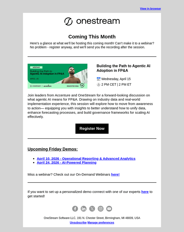 April Webinars for Finance Leaders