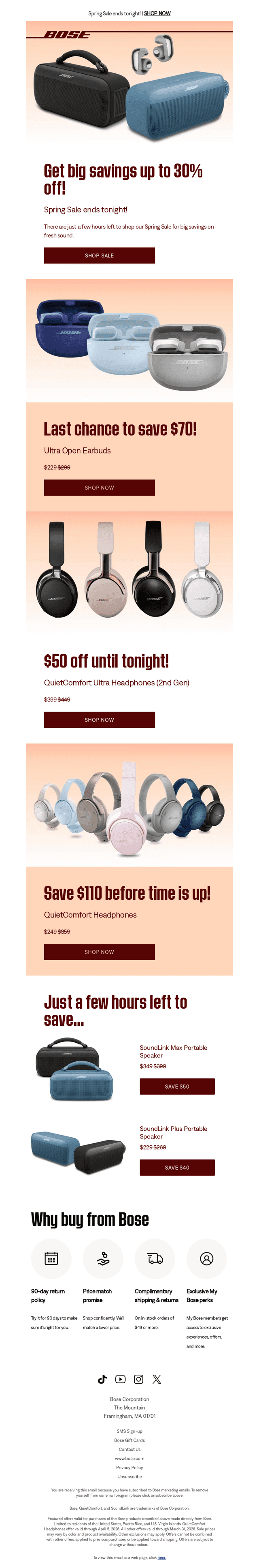 Bose email from Tue, Mar 31, 2026